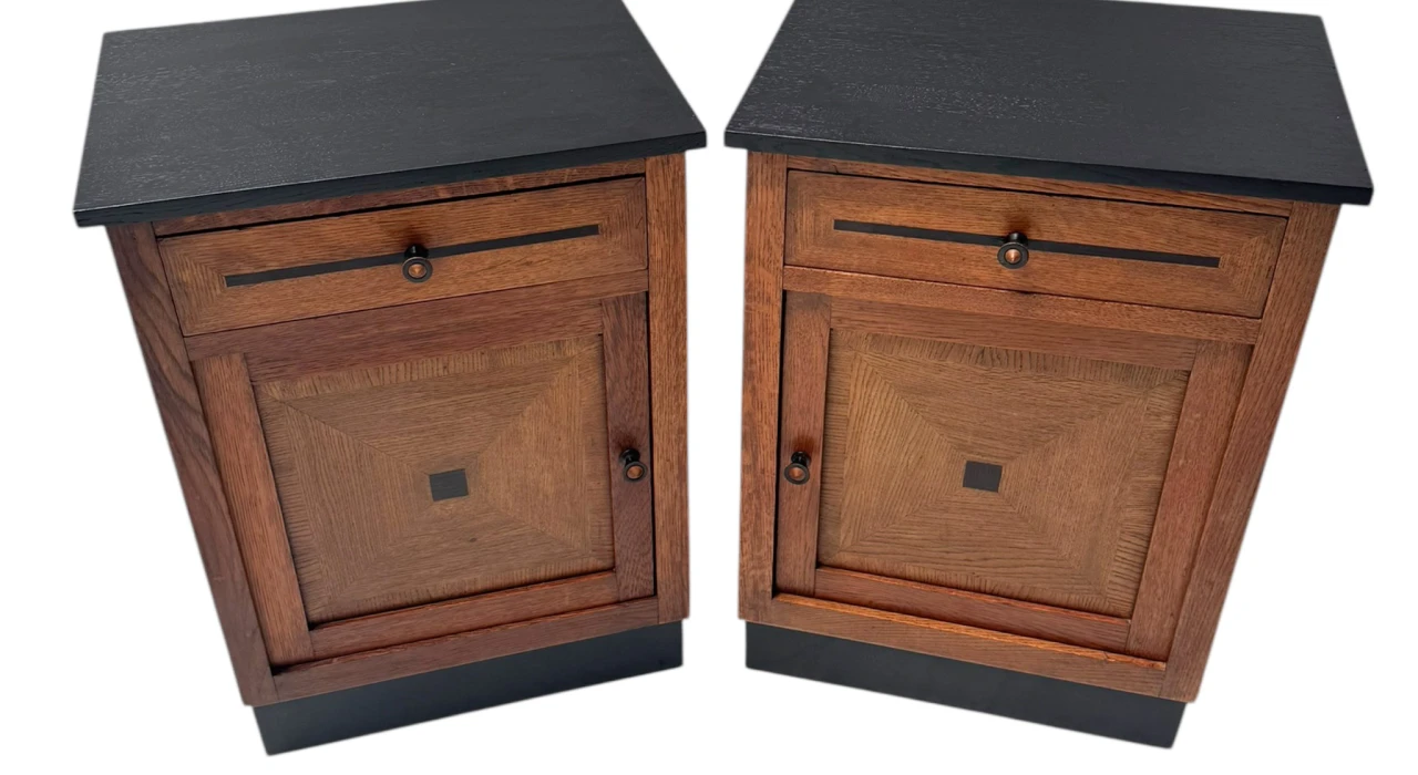 Two Art Deco Modernist Nightstands or Bedside Tables, 1920s